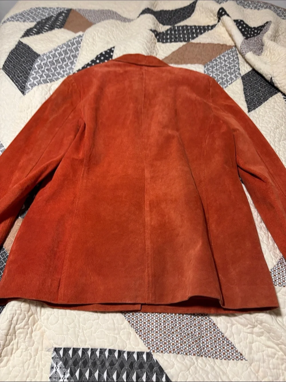 Rust Orange Suede Button Front Jacket - Picture 4 of 4